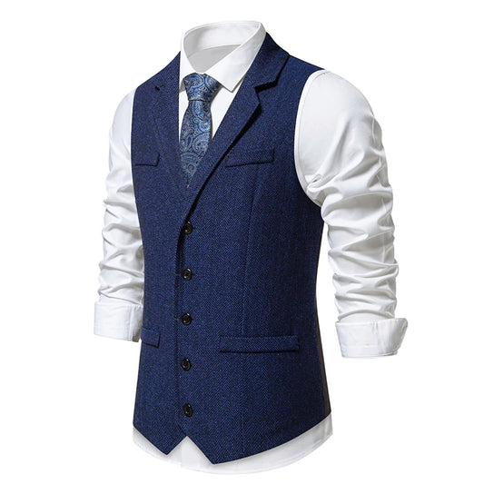 Chaleco de tweed vintage para hombre - Solapas y bolsillos