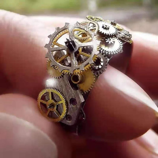 Bague Steampunk « Chrono-Gears » — Rouages mécaniques