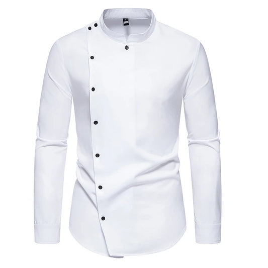 Hombre Camisa, cuello mao, abotonadura asimétrica
