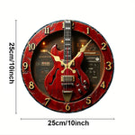Horloge Guitare Électrique Rouge Vintage - Vignette | Steampunk Store