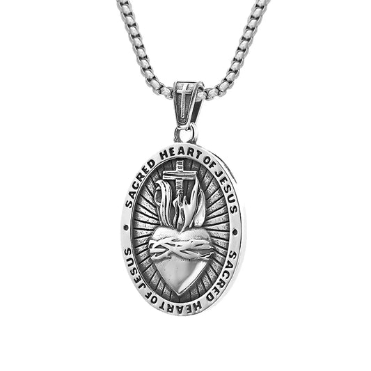 Pendente Sacro Cuore - Collana Biker Vintage