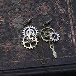Orecchini Steampunk Antichi — Ingranaggi e Catena in Bronzo - Vignette | Steampunk Store