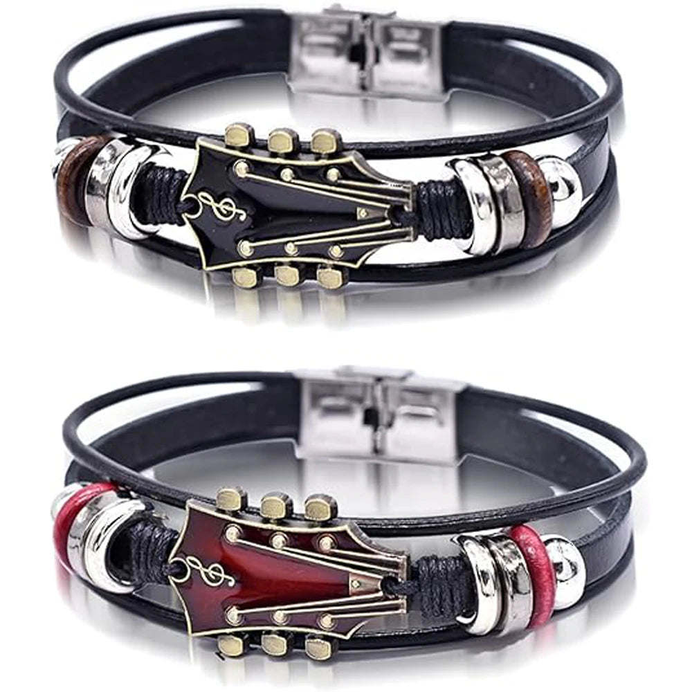 Bracelet Guitare Punk Rock en Similicuir - vue générale 1