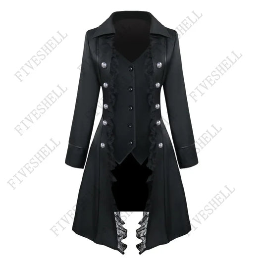 Chaqueta Gótica Victoriana Mujer — Abrigo de Encaje Negro o Rojo