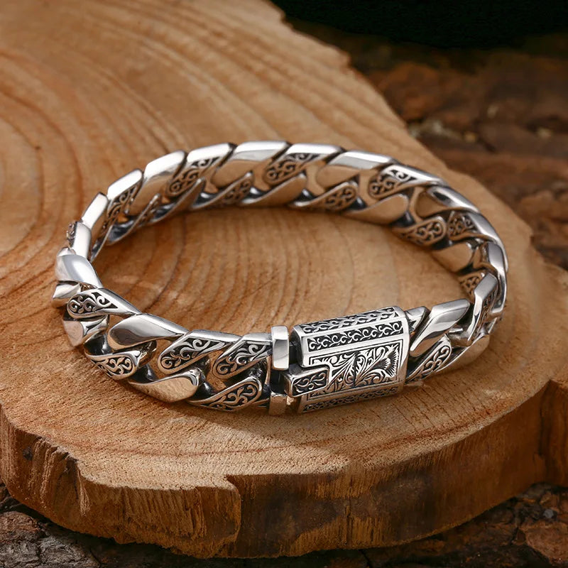 Bracelet Vigne Homme en Argent S925 - détail du motif 2