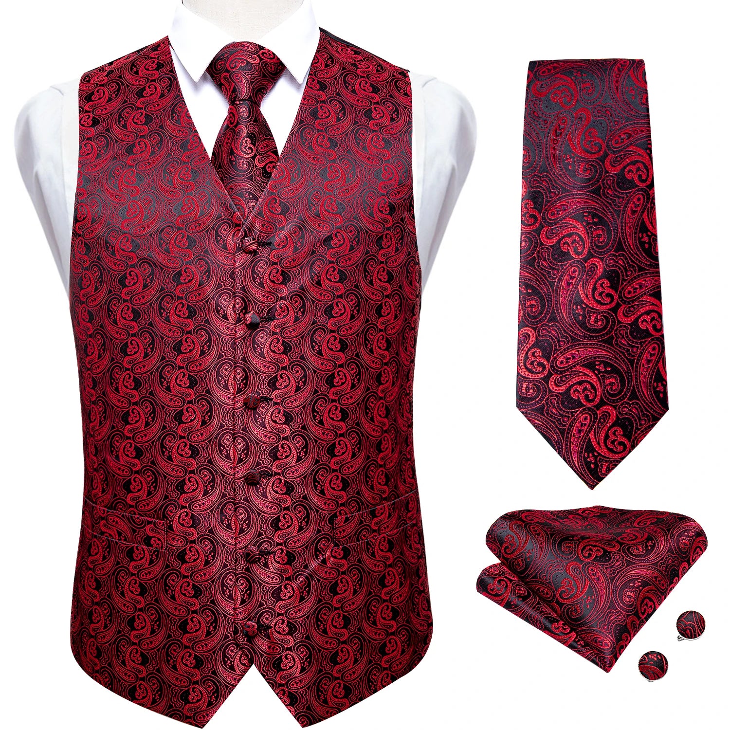 Gilet Paisley Homme - Jacquard Coloré - détail 10