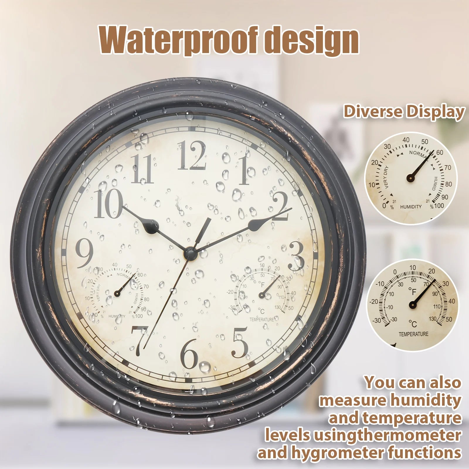 Horloge Extérieure Vintage avec Thermomètre - dimensions 4
