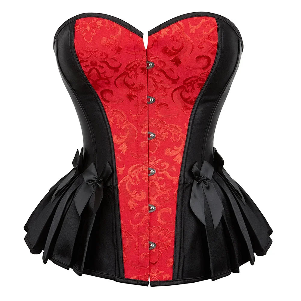 Espartilho de Jacquard com Peplum - Estilo Burlesco - detalhe 13