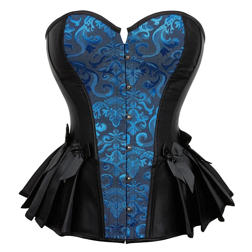 Espartilho de Jacquard com Peplum - Estilo Burlesco - detalhe 15