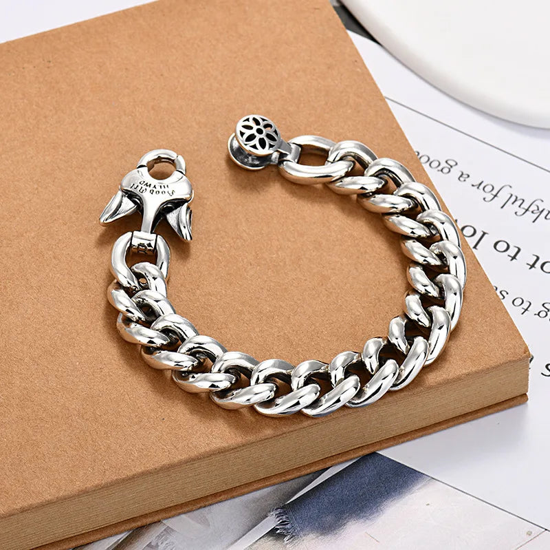 Bracelet Cubain Fleur de Cerisier en Argent S925 - porté au poignet 4