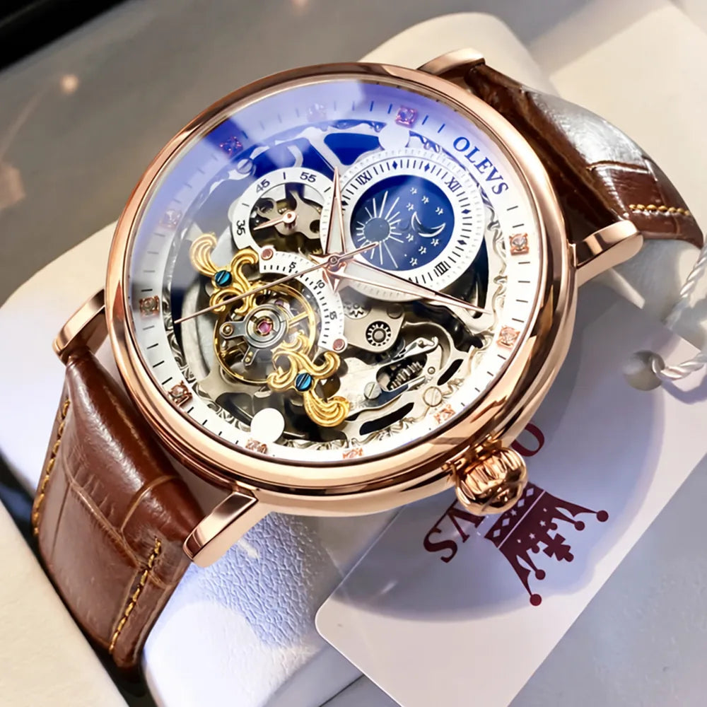 Reloj Esqueleto para Hombre con Motivo Celeste — esfera y correa