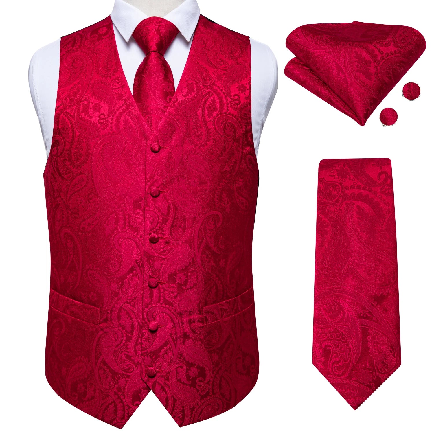 Gilet Paisley Homme - Jacquard Coloré - détail 22