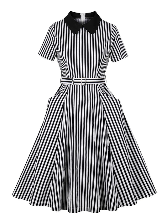Robe Rayée Noir et Blanc - Working Girl