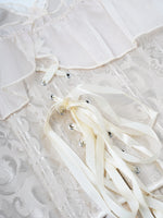 Beige Bardot Corset with Ruffles - Vignette | Steampunk Store