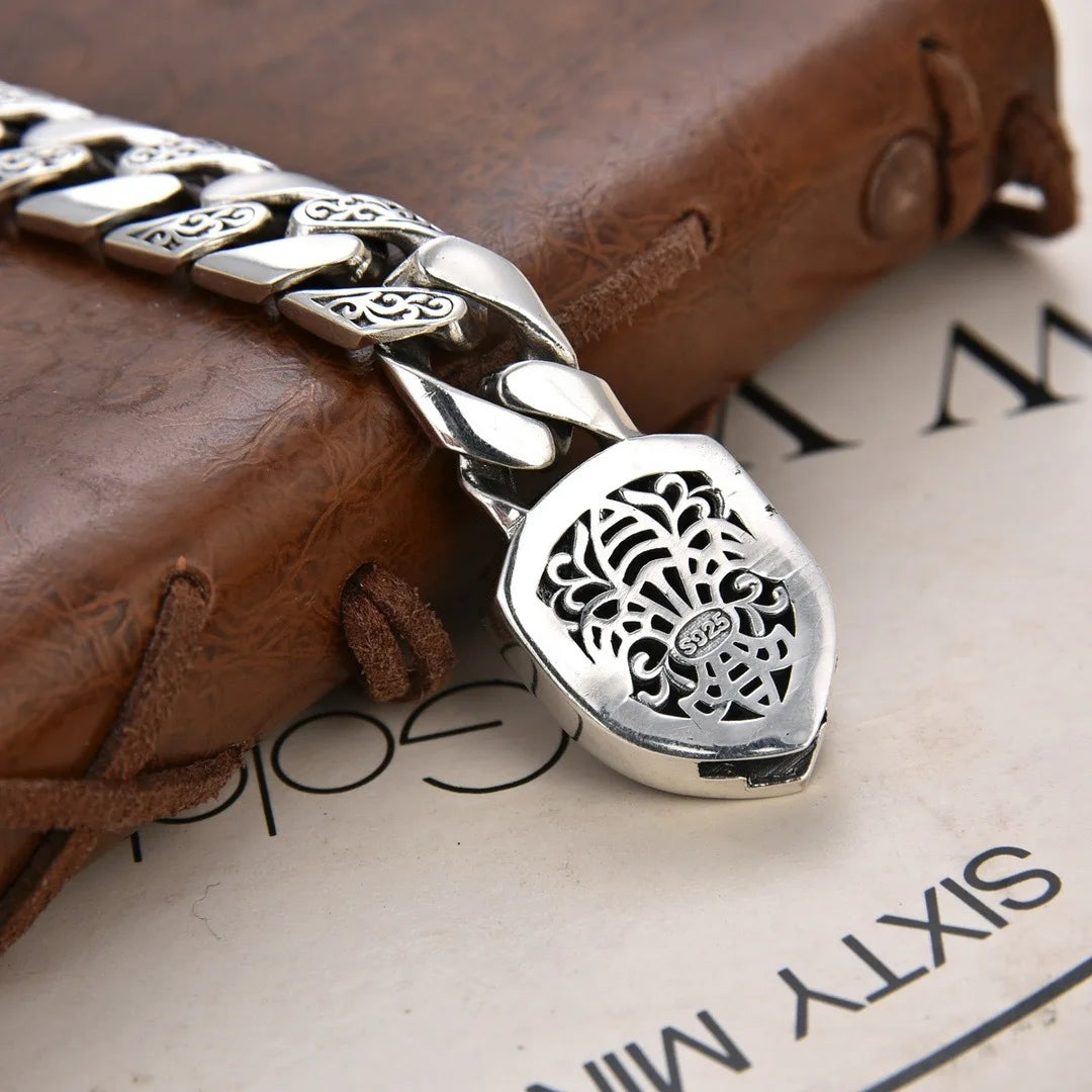 Bracelet Lion Vintage Homme en Argent S925 - détail du motif 10