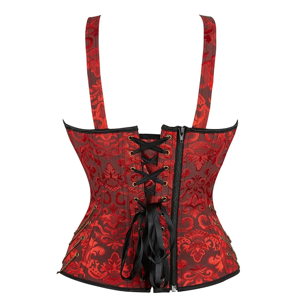 Espartilho de Pirata com Alças em Jacquard - detalhe 6