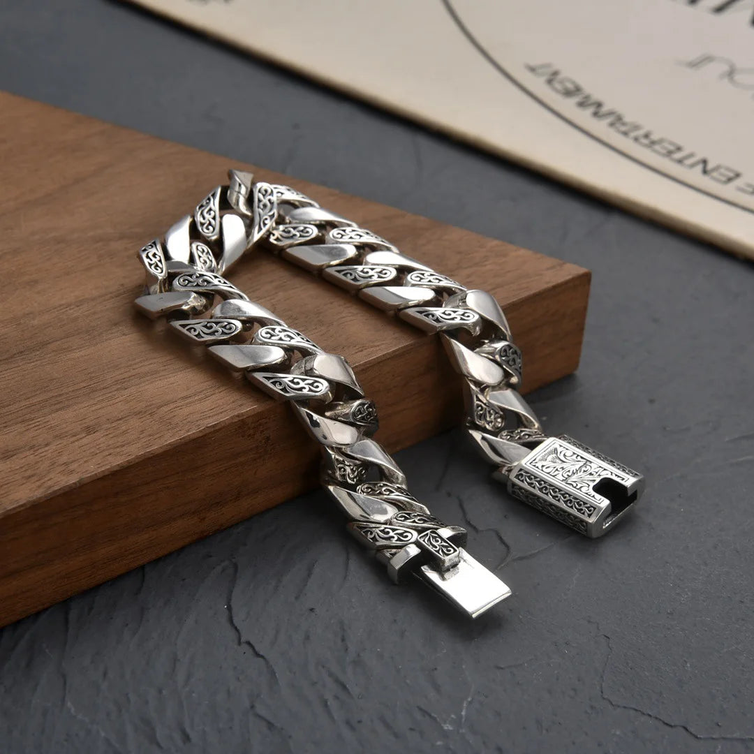 Bracelet Vigne Homme en Argent S925 - porté au poignet 4