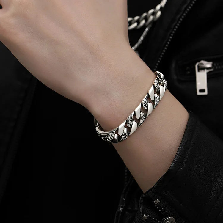 Bracelet Vigne Homme en Argent S925 - détail du motif 10