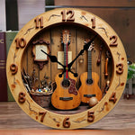 Horloge Guitare Acoustique Vintage en Bois - Vignette | Steampunk Store