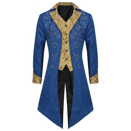Redingote Bleue Homme - Broderies Or Victoriennes - détail 2