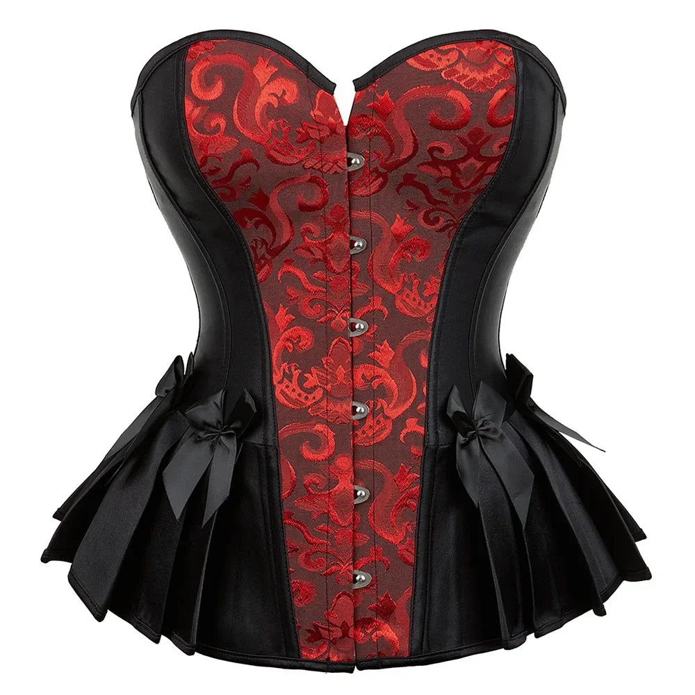 Espartilho de Jacquard com Peplum - Estilo Burlesco - detalhe 11