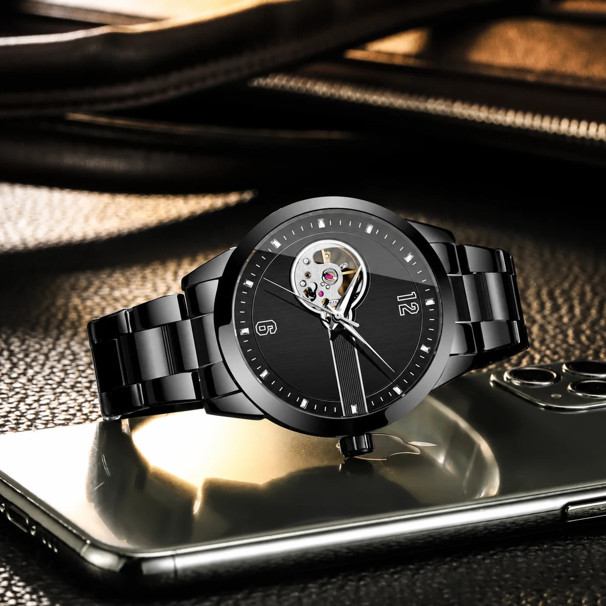 Reloj Automático para Hombre de Corazón Abierto y Acero — esfera y correa