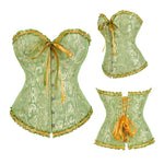 Sage Green Victorian Jacquard Corset - Vignette | Steampunk Store