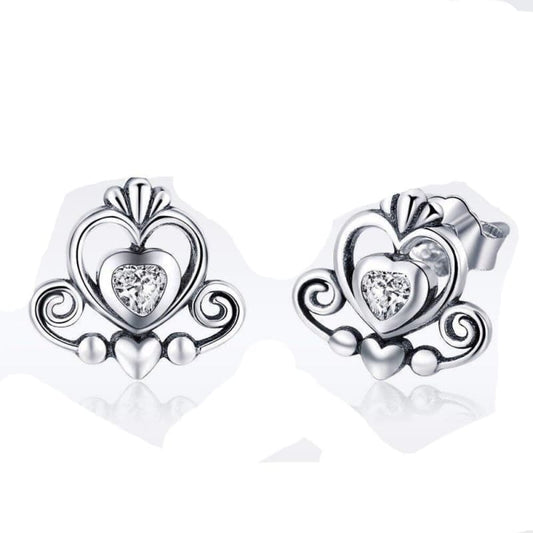 Steampunk earrings<br> Silver Crown