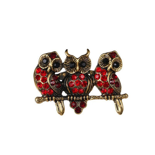 Steampunk brooch<br> Red Owls