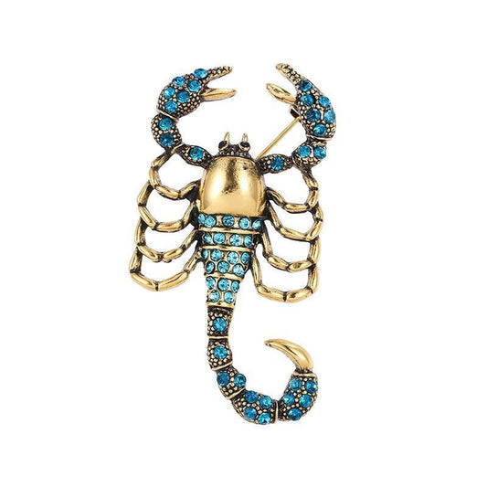 Broche Steampunk <br> Scorpion Bleuté