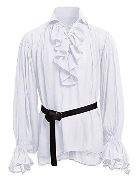Chemise Médiévale Pirate à Lacets à Manches Longues Pour
