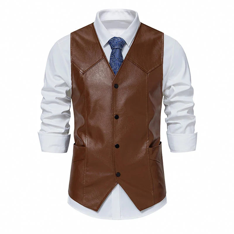 Hommes Véritable Daim en Cuir Gilet Classique de Style Traditionnel