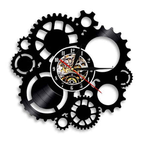 Horloge Steampunk <br> Vinyle Noire