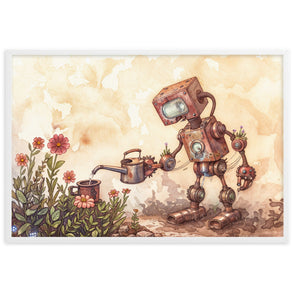 Peinture Steampunk Robot - Ode Mécanique et Botanique