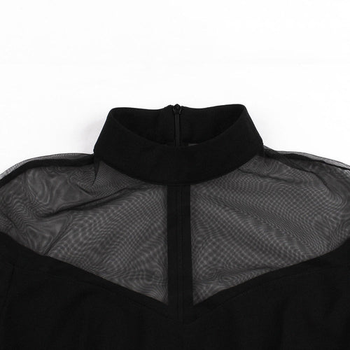 Robe Mini Gothique Steampunk Noir Dentelle Et Velours - Manches Longues Bouffantes, Neuf Avec étiquettes