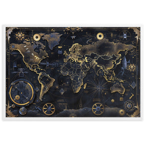 Tableau Map Monde - Steampunk Style