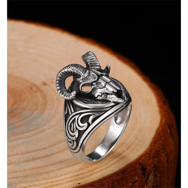 Bague Argent Baphomet posée