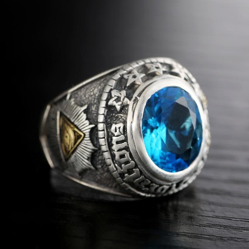 Bague Argent Et Turquoise Homme de coté