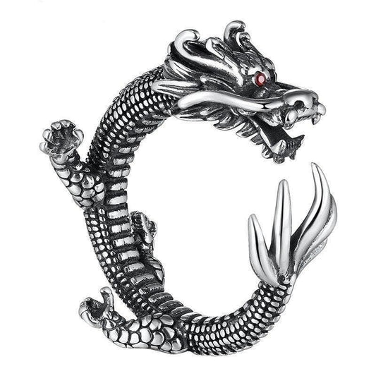 Bague Argent Homme Dragon Tournant