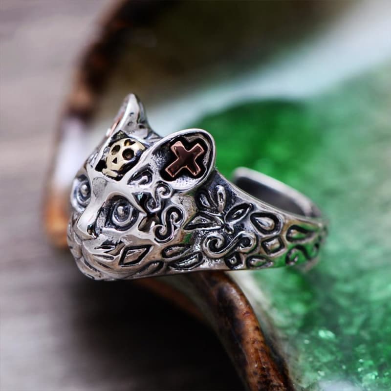 Bague  steampunk Chat Argent | Steampunk Store