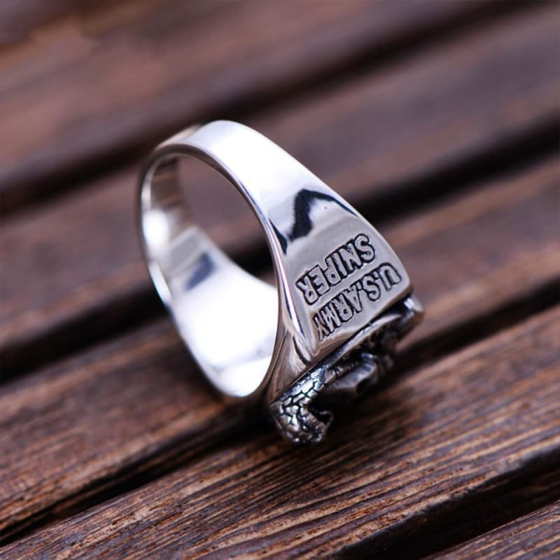 US Sniper Skull Signet Ring | Silver-Tone