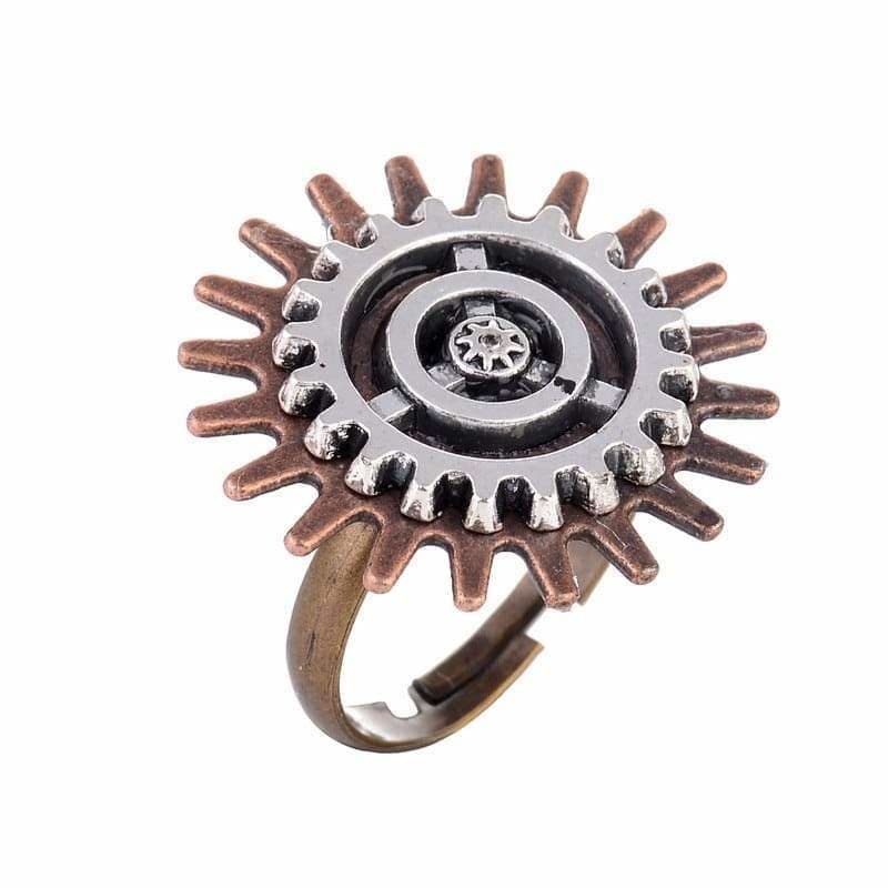 bague fleur steampunk cuivre et argent droite