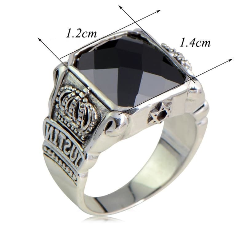 Bague Homme Argent et Noir dimensions | Steampunk Store