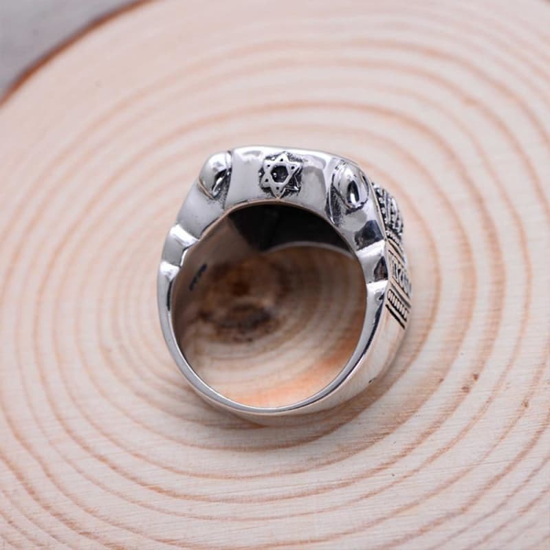 Bague Homme Argent et Noir vue de haut | Steampunk Store