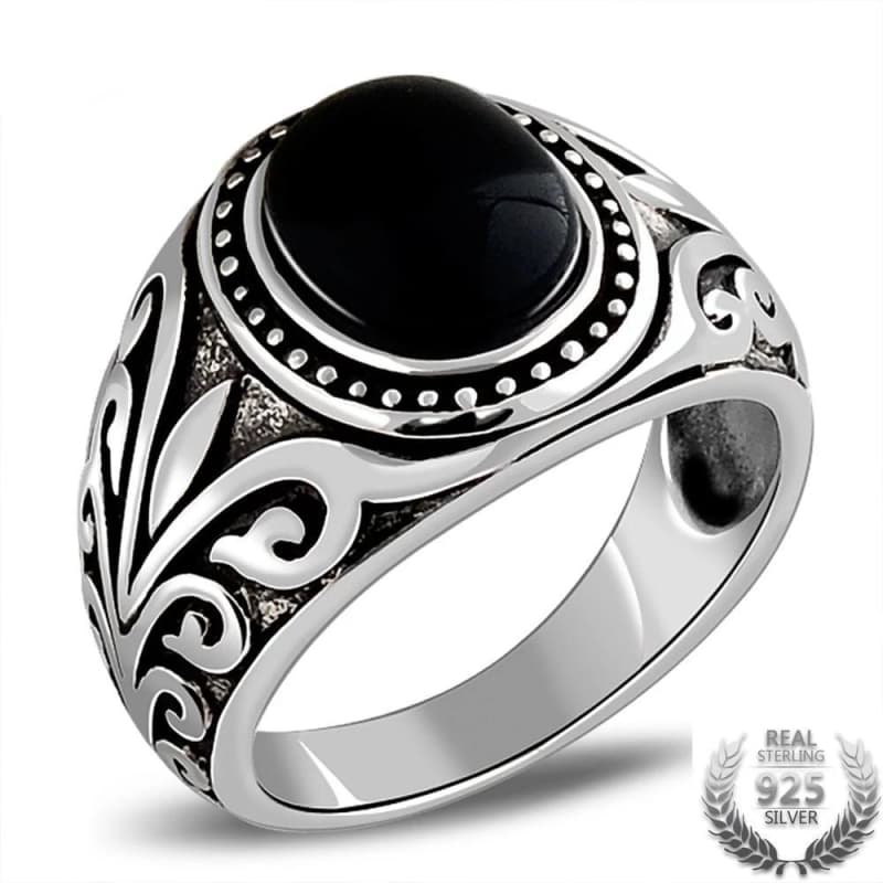 Bague Homme Argent Onyx | Steampunk Store