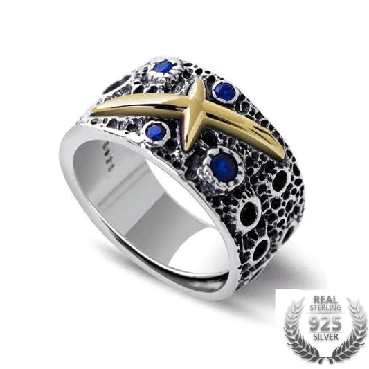 Bague Homme Argent Saphir | Steampunk Store