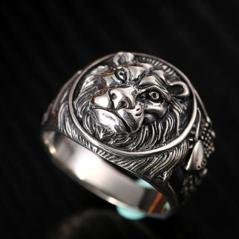 Bague Homme Lion Argent de haut