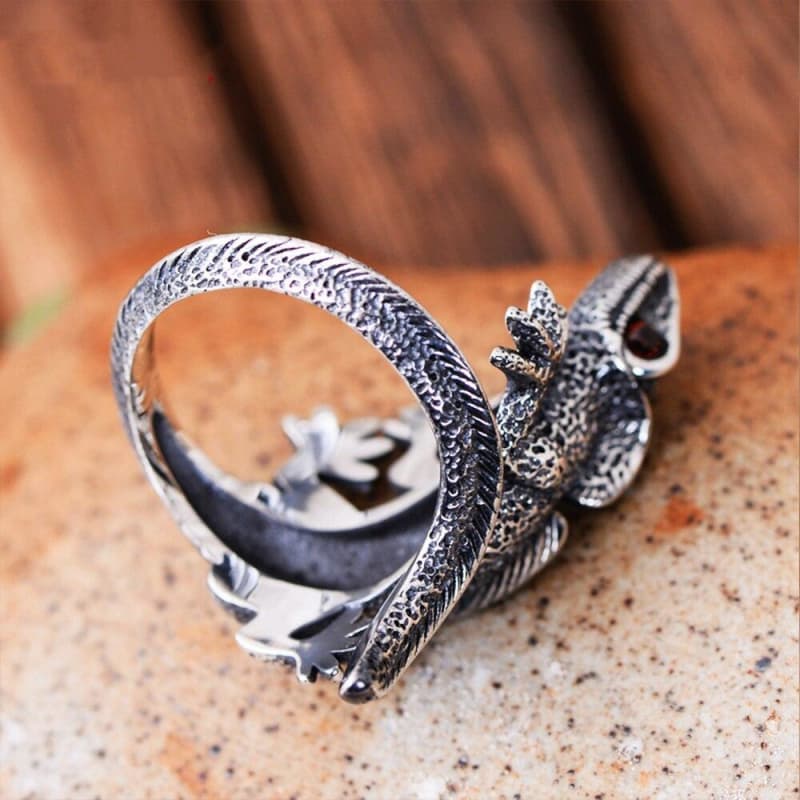 Bague Lézard Argent sur le dos