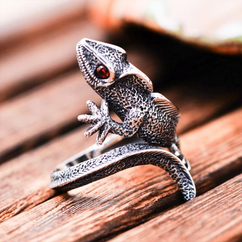 Bague Lézard Argent posé autre coté