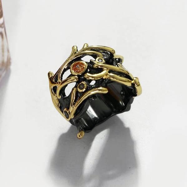 Bague Or Noir Gothique-Steampunk posée 1 -steampunk store